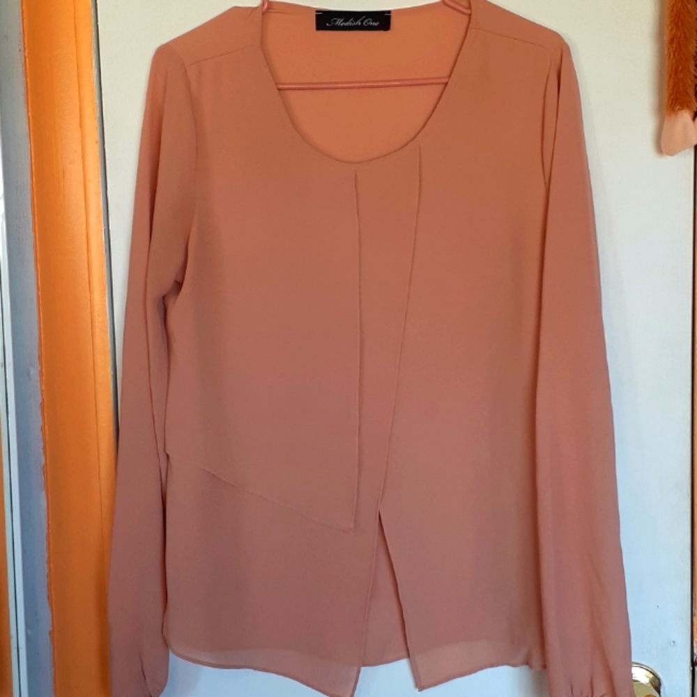 Long sleeve blouse peach L